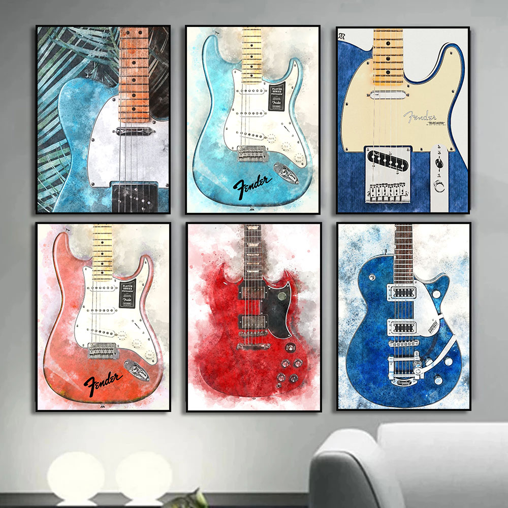 Vintage Rock เพลงกีตาร์ภาพวาดผ - Picture Of Musical Instrument บทวิจารณ์และราคา